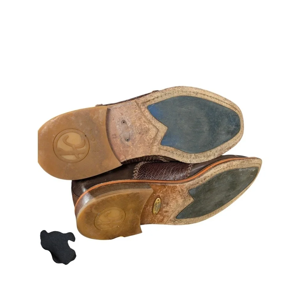 Belvedere Borgo Ostrich & Calfskin Wingtip Shoes Brown Size 11 D‎